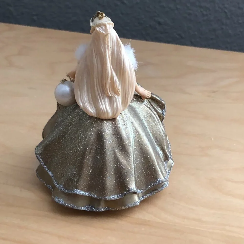 Vintage Y2K 2000 Barbie Hallmark Gold Flock Ornament Celebration Special Edition